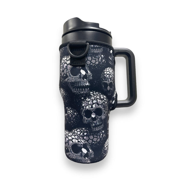 Diamond Skulls 25-35oz Tumbler With Handle Sleeve - Drink Handlers