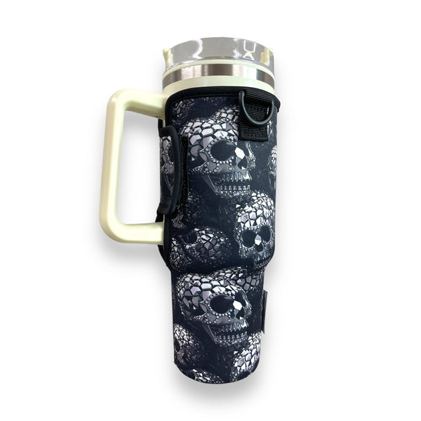 Diamond Skulls 40oz Tumbler With Handle Sleeve - Drink Handlers