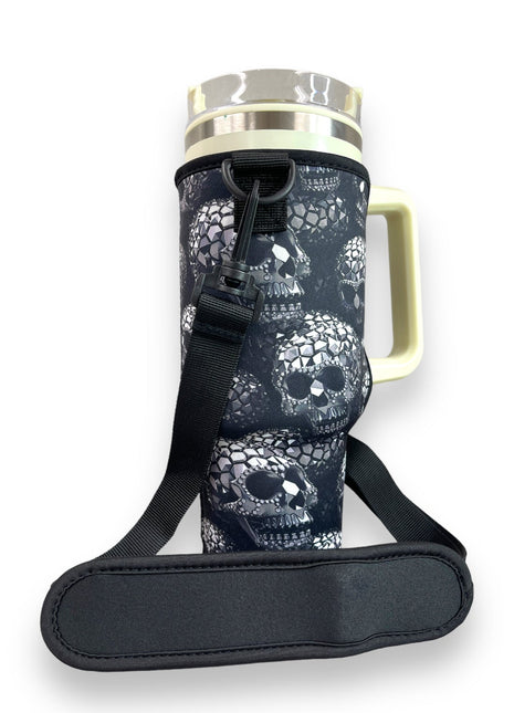 Diamond Skulls 40oz Tumbler With Handle Sleeve - Drink Handlers