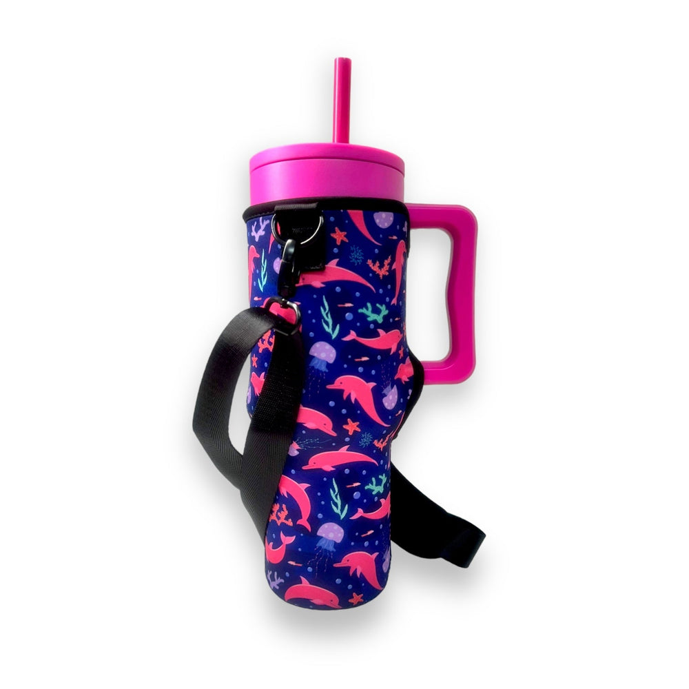 Dolphins 40oz Tumbler With Handle Sleeve - Drink Handlers