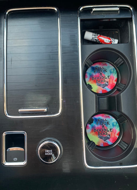 F*** A Doodle Doo Neoprene Car Coasters - Drink Handlers