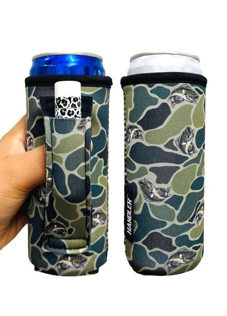 Fish Camo 12oz Slim Can Handler - Drink Handlers