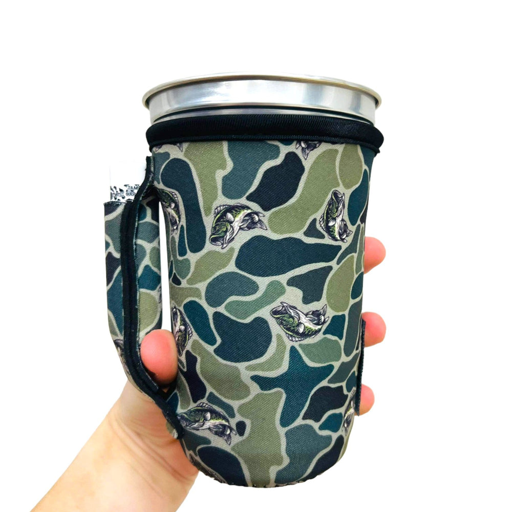 Fish Camo 16oz PINT Glass / Medium Fountain Drinks and Hot Coffee Handlers™ - Drink Handlers