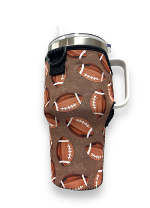 Footballs 25-35oz Tumbler With Handle Sleeve - Drink Handlers