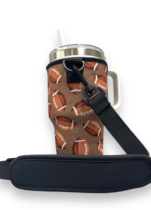Footballs 25-35oz Tumbler With Handle Sleeve - Drink Handlers