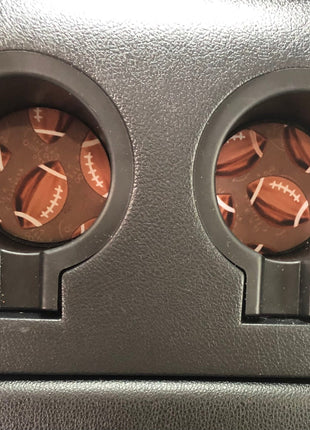 Footballs Neoprene Car Coasters - Drink Handlers