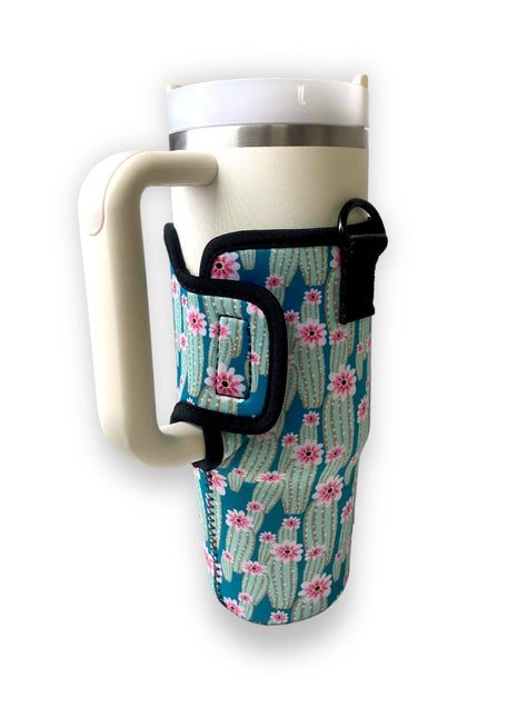 Green Cactus 25-35oz Tumbler With Handle Sleeve - Drink Handlers