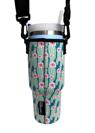 Green Cactus 40oz Tumbler With Handle Sleeve - Drink Handlers