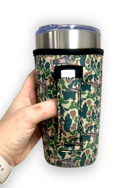 Green Duck Camo 20oz Large Coffee / Tea / Tumbler Handler™ - Drink Handlers