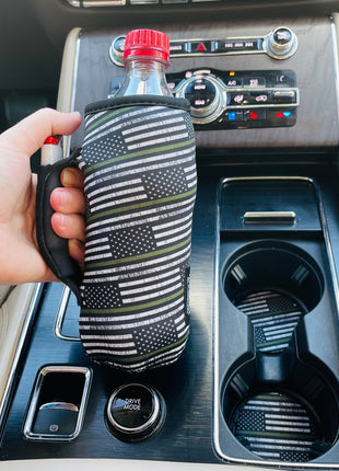 Green Line Neoprene Car Coasters - Drink Handlers