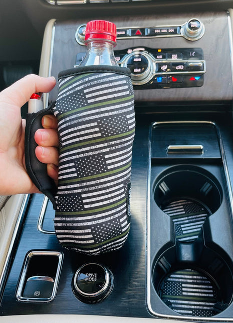 Green Line Neoprene Car Coasters - Drink Handlers