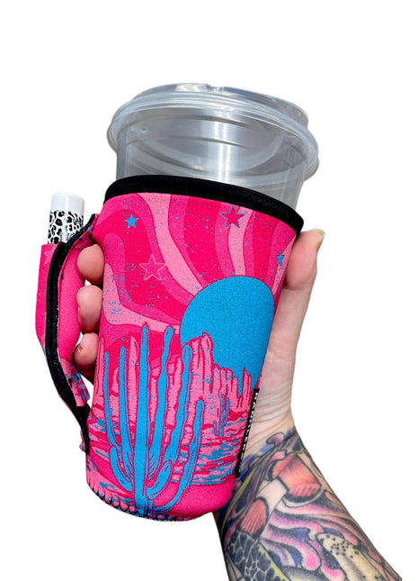 Groovy Cactus 16oz PINT Glass / Medium Fountain Drinks and Hot Coffee Handlers™ - Drink Handlers