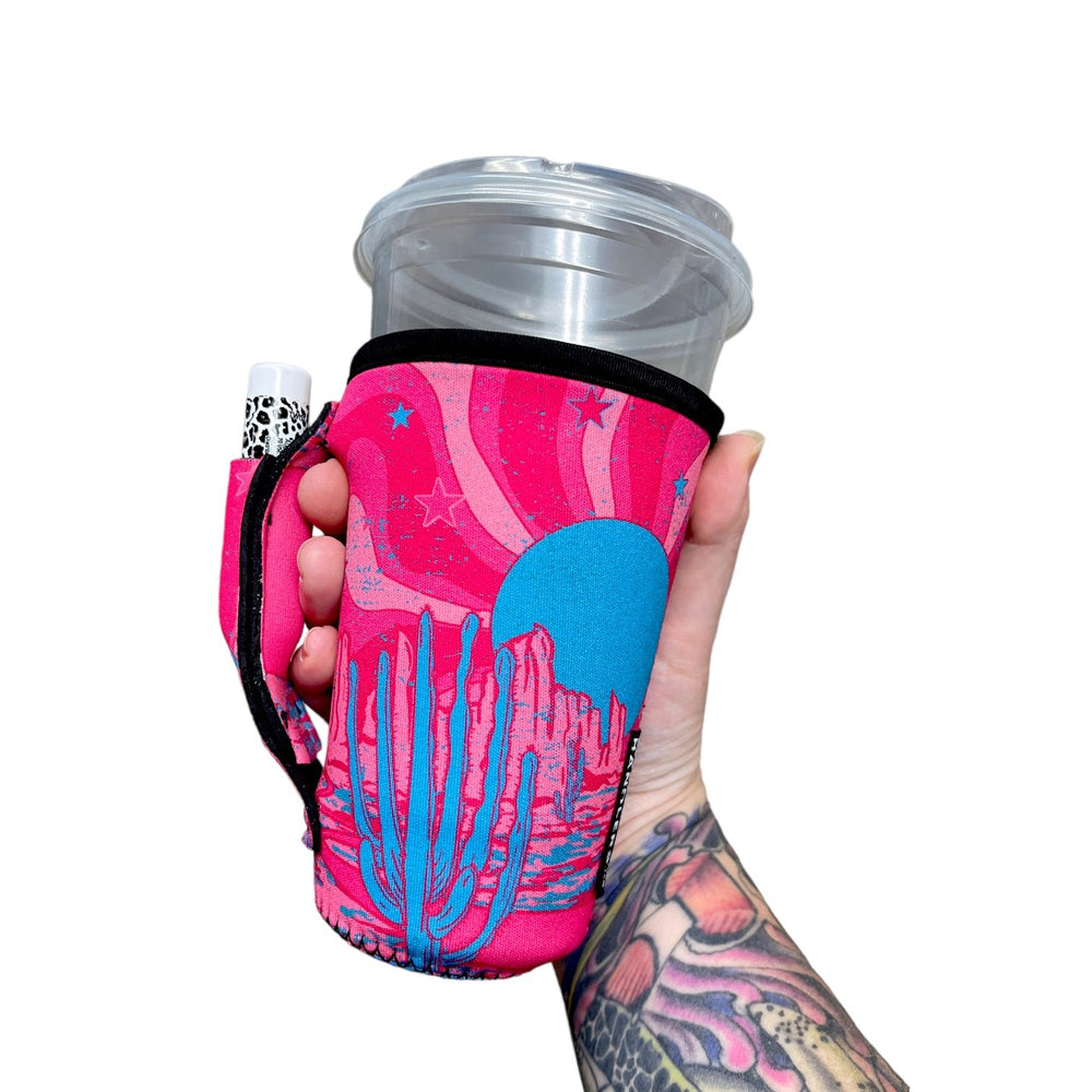 Groovy Cactus 16oz PINT Glass / Medium Fountain Drinks and Hot Coffee Handlers™ - Drink Handlers