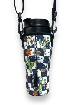 Halloween Checkers 25-35oz Tumbler With Handle Sleeve - Drink Handlers