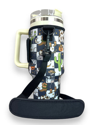 Halloween Checkers 40oz Tumbler With Handle Sleeve - Drink Handlers