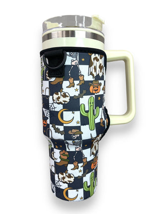 Halloween Checkers 40oz Tumbler With Handle Sleeve - Drink Handlers
