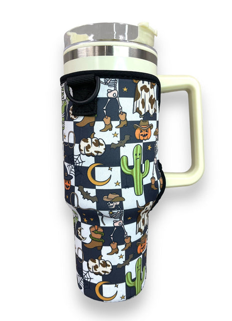 Halloween Checkers 40oz Tumbler With Handle Sleeve - Drink Handlers
