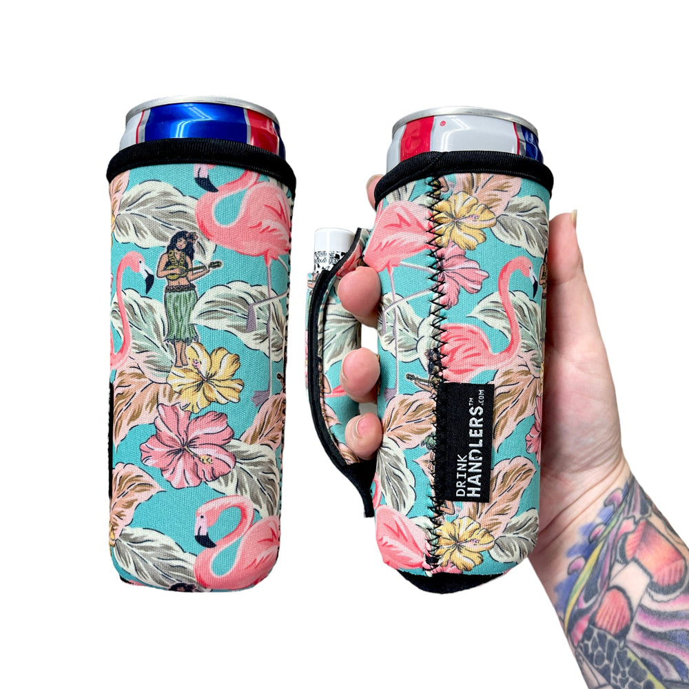 Hawaiian Flamingo 12oz Slim Can Handler™ - Drink Handlers