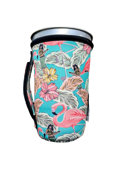 Hawaiian Flamingo 16oz PINT Glass / Medium Fountain Drinks and Hot Coffee Handlers™ - Drink Handlers