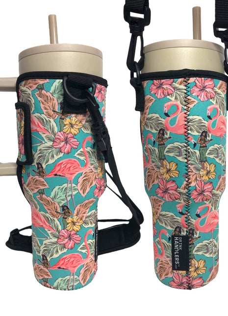 Hawaiian Flamingo 40oz Tumbler With Handle Sleeve - Drink Handlers