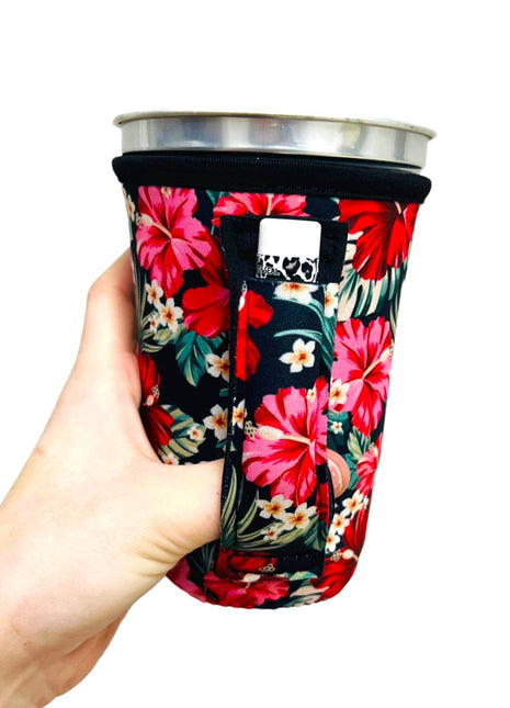 Hibiscus 16oz PINT Glass / Medium Fountain Drinks and Hot Coffee Handlers™ - Drink Handlers