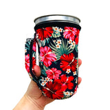 Hibiscus 16oz PINT Glass / Medium Fountain Drinks and Hot Coffee Handlers™ - Drink Handlers