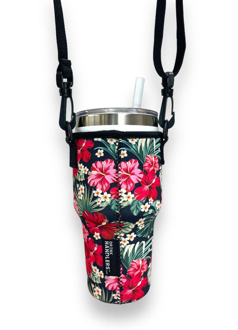 Hibiscus 25-35oz Tumbler With Handle Sleeve - Drink Handlers