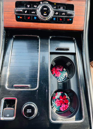 Hibiscus Neoprene Car Coasters - Drink Handlers