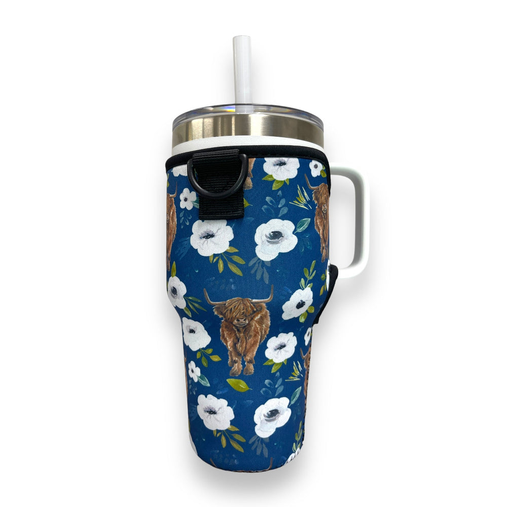 Highland Cows 25-35oz Tumbler With Handle Sleeve - Drink Handlers