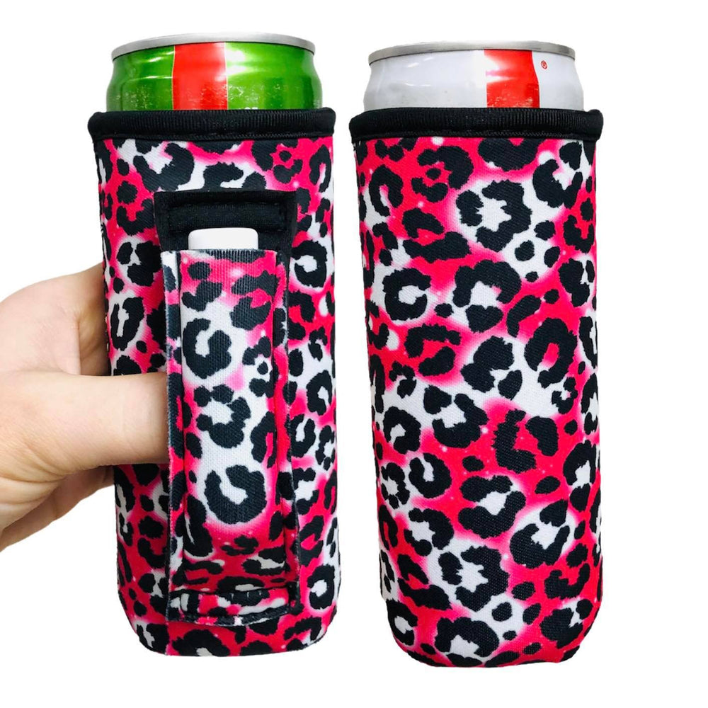 Hot Pink Leopard 12oz Slim Can Handler™ - Drink Handlers