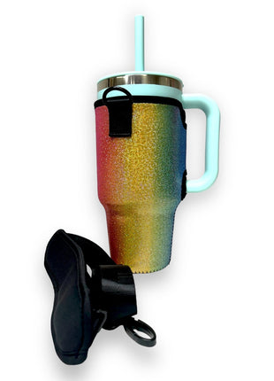 Iridescent Rainbow 25-35oz Tumbler With Handle Sleeve - Drink Handlers