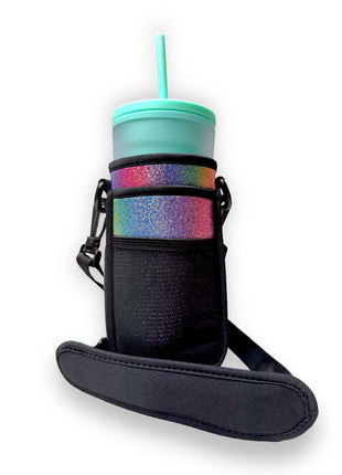 Iridescent Rainbow 30-40oz Tumbler Handler™ With Carrying Strap - Drink Handlers