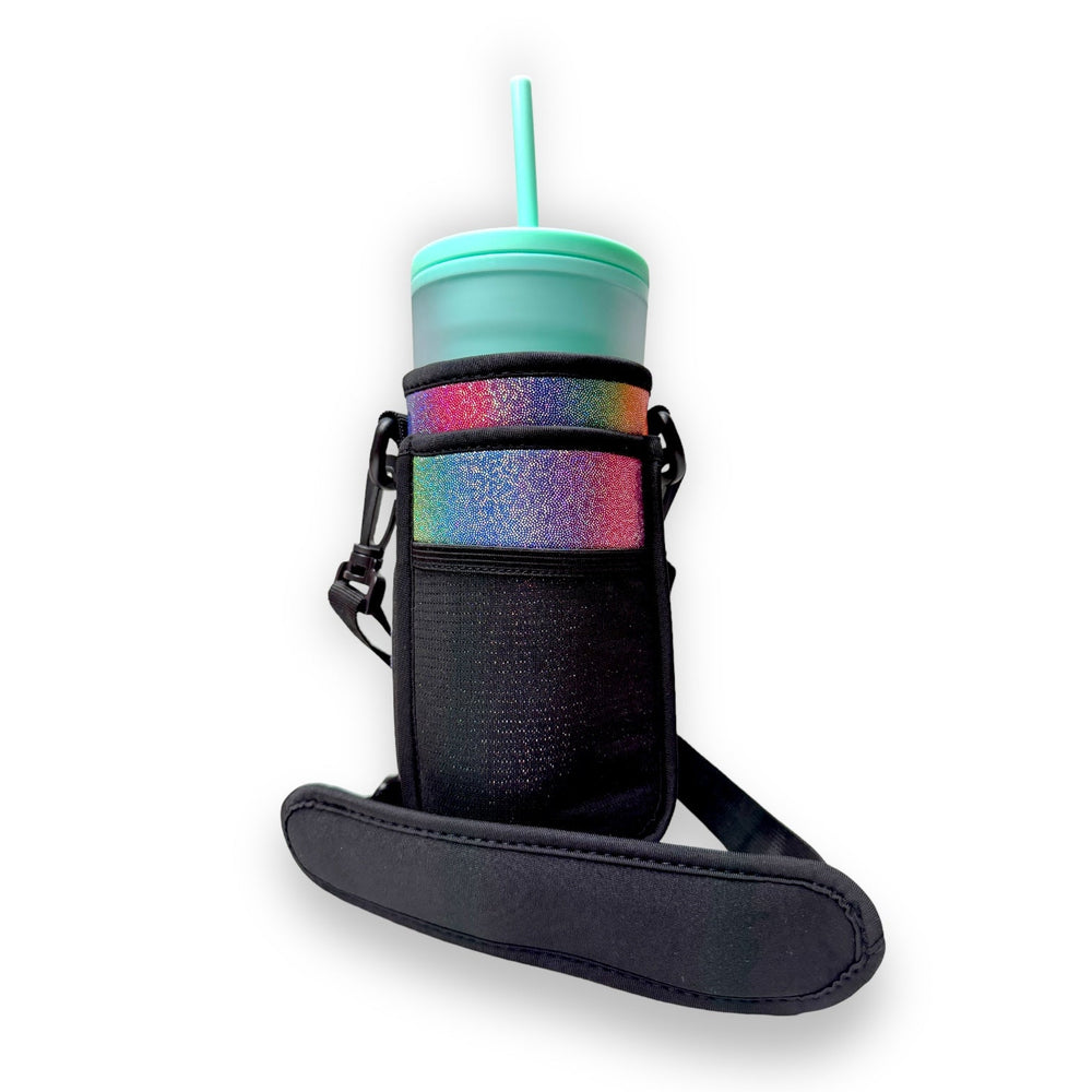 Iridescent Rainbow 30-40oz Tumbler Handler™ With Carrying Strap - Drink Handlers