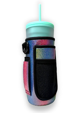 Iridescent Rainbow 30-40oz Tumbler Handler™ With Carrying Strap - Drink Handlers
