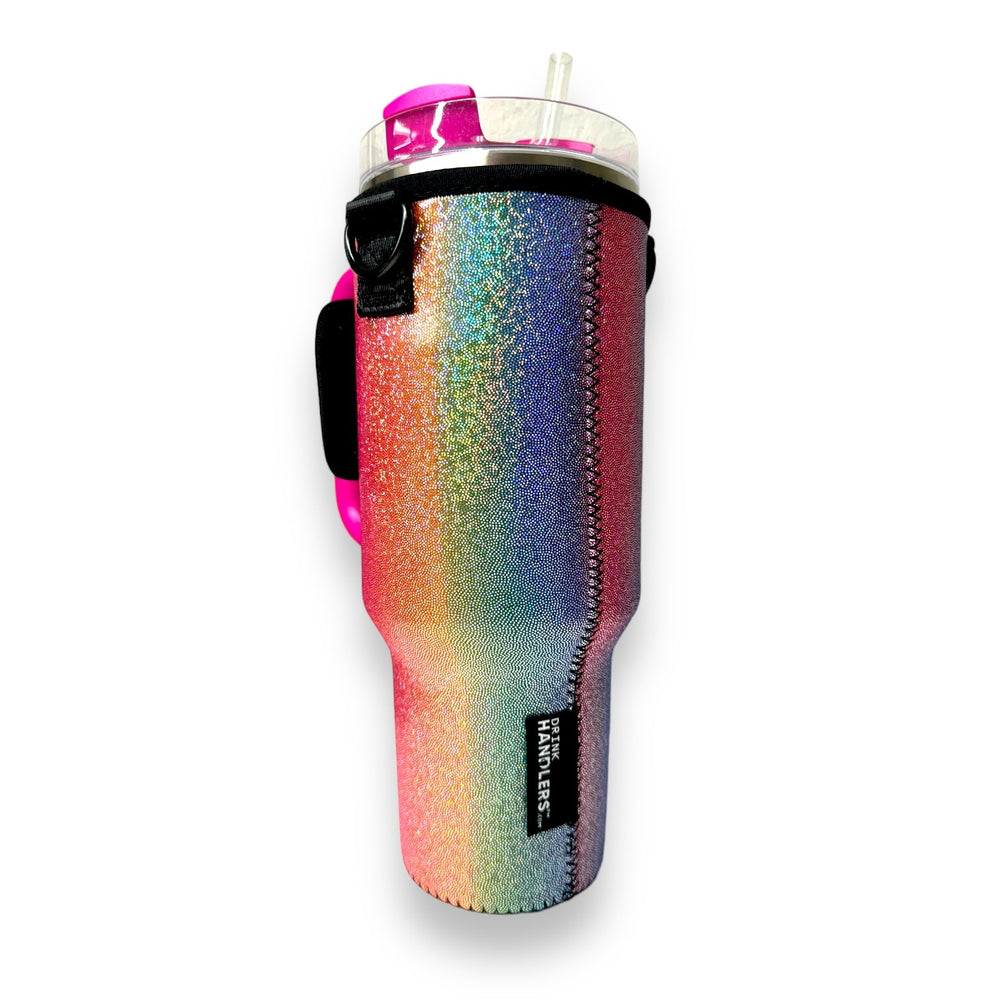 Iridescent Rainbow 40oz Tumbler With Handle Sleeve - Drink Handlers