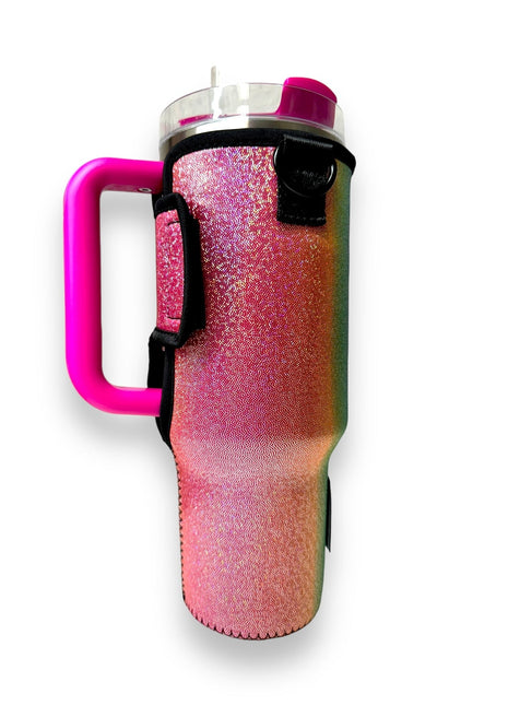 Iridescent Rainbow 40oz Tumbler With Handle Sleeve - Drink Handlers