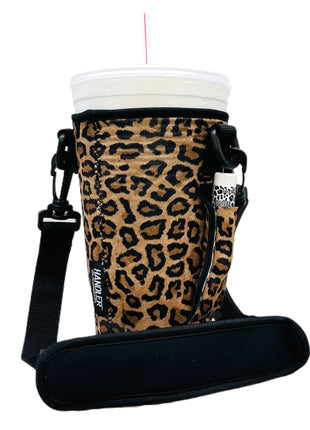 Leopard 30-40oz Tumbler Handler™ With Carrying Strap - Drink Handlers