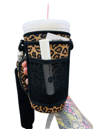 Leopard 30-40oz Tumbler Handler™ With Carrying Strap - Drink Handlers