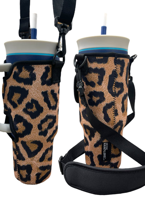 Leopard 40oz Tumbler With Handle Sleeve - Drink Handlers