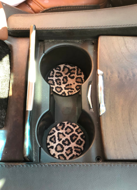 Leopard Neoprene Car Coasters - Drink Handlers