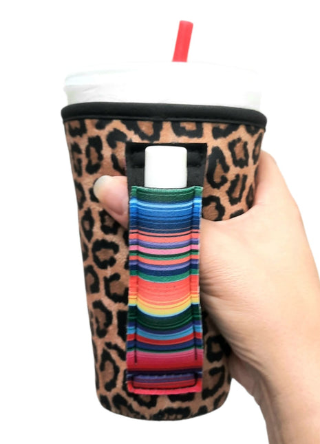 Leopard w/ Serape 16oz PINT Glass / Medium Fountain Drinks and Tumbler Handlers™ - Drink Handlers