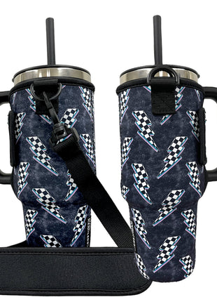 Lightening Bolts 40oz Tumbler With Handle Sleeve - Drink Handlers