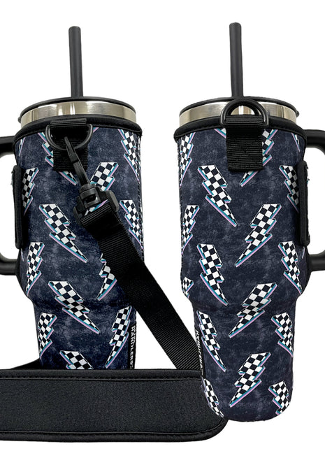 Lightening Bolts 40oz Tumbler With Handle Sleeve - Drink Handlers