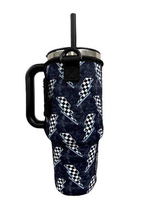 Lightening Bolts 40oz Tumbler With Handle Sleeve - Drink Handlers