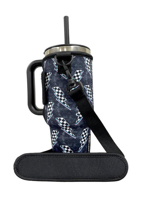 Lightening Bolts 40oz Tumbler With Handle Sleeve - Drink Handlers