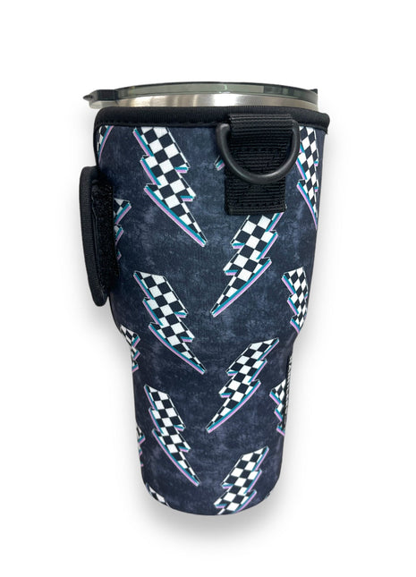 Lightning Bolts 25-35oz Tumbler With Handle Sleeve - Drink Handlers