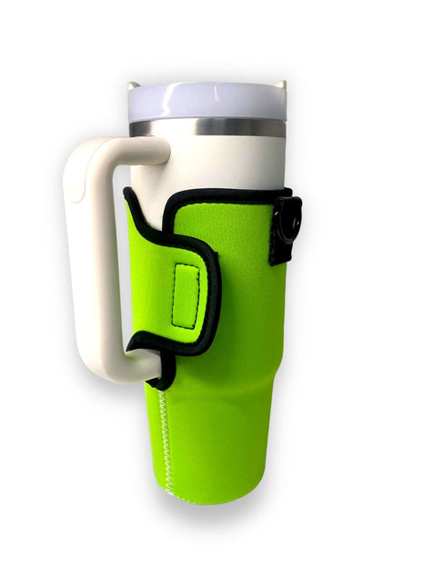 Lime Green 25-35oz Tumbler With Handle Sleeve - Drink Handlers