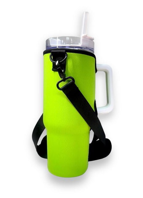 Lime Green 40oz Tumbler With Handle Sleeve - Drink Handlers