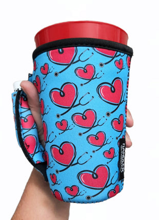 Love A Nurse 16oz PINT Glass / Medium Fountain Drinks and Tumbler Handlers™ - Drink Handlers