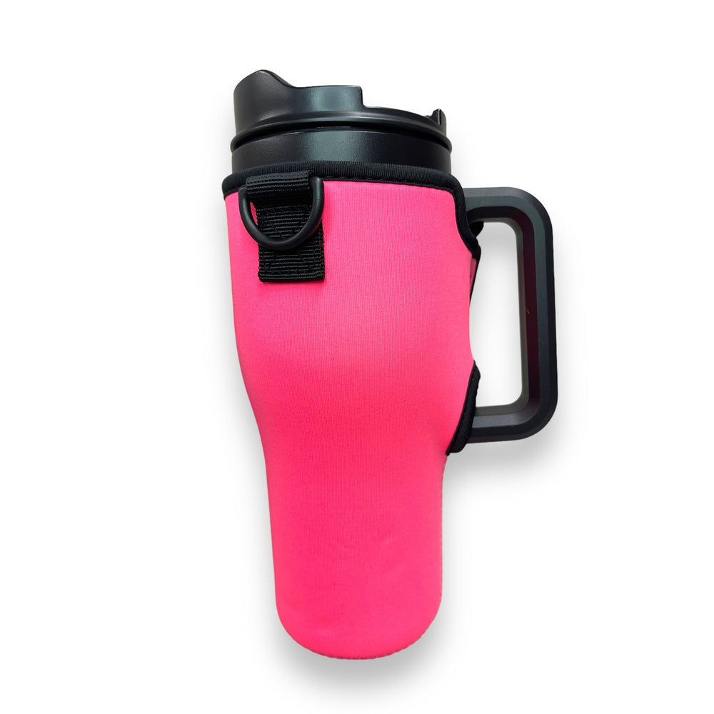 Neon Pink 25-35oz Tumbler With Handle Sleeve - Drink Handlers
